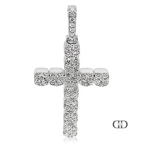 14K White Gold 3D Diamond Cross Pendant 2.07ctw