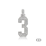 14K White Gold Diamond Number Pendant .40ctw