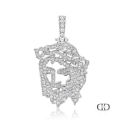 14K White Gold Diamond Jesus Pieces Abstract Pendant 1.51ctw