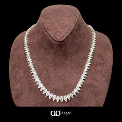 Graduated Pear Shape Diamond Tennis Necklace