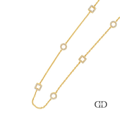 18K Yellow Gold Ladies Diamond .52ctw Geometric Necklace