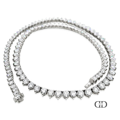14K White Gold 3 Prong  Diamond Tennis Ladies Necklace