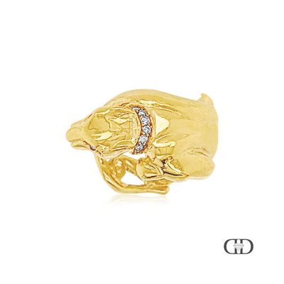18K Yellow Gold Jaguar Ladies Diamond .10ctw Ring