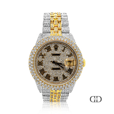Rolex Datejust 36mm Quickset 2 Tone Fully Iced Out Diamonds 11.50 ctw