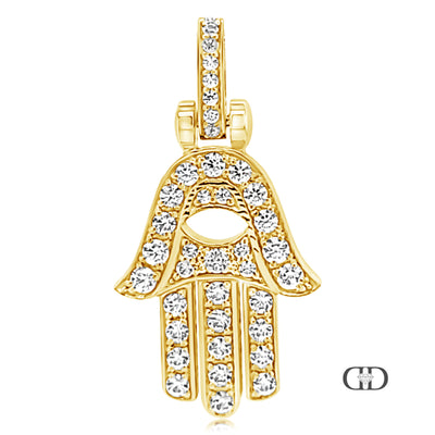 gold diamond hamsa pendant